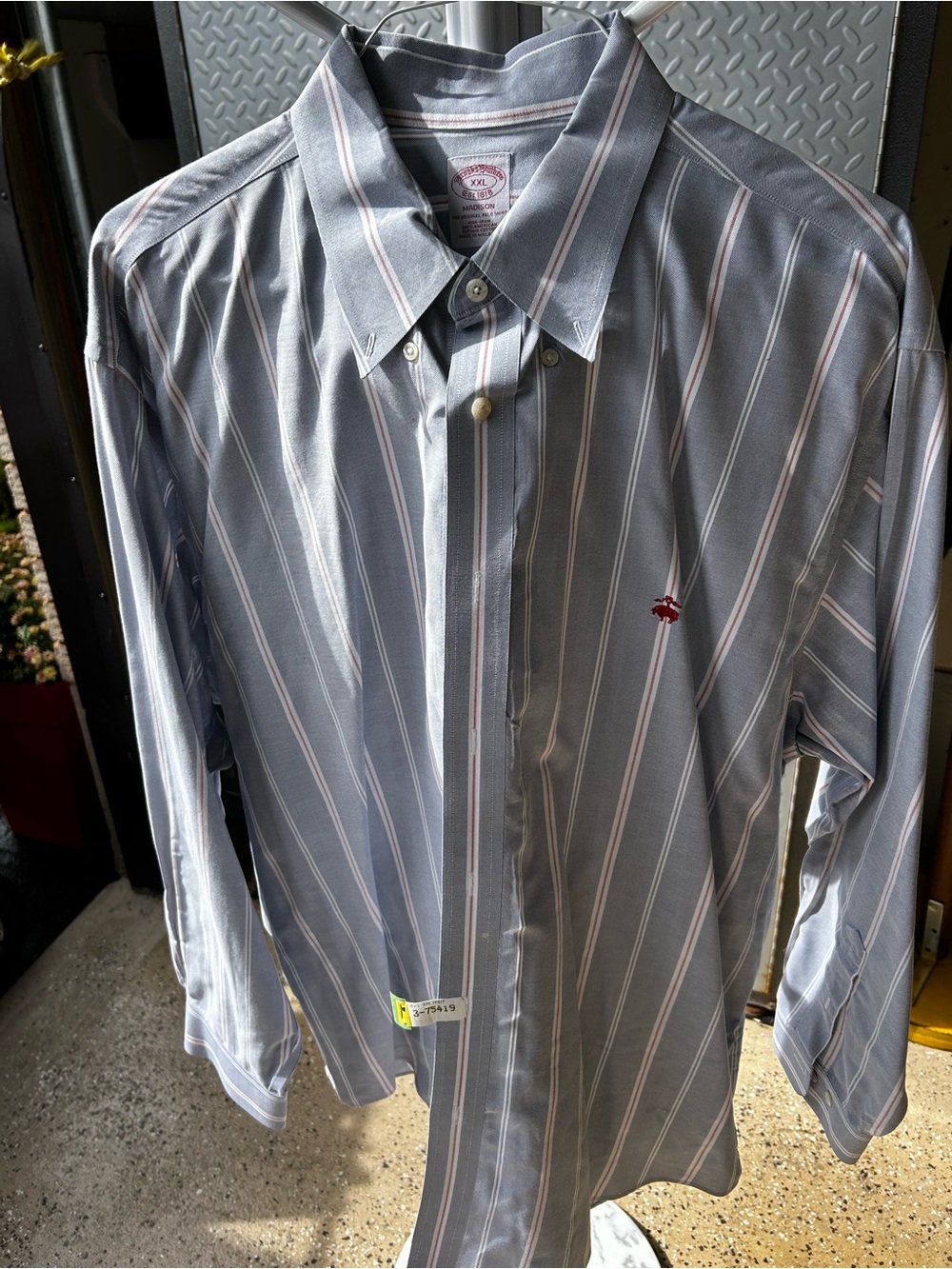 Brooks Brothers Blue, White and Pink Striped Button-Down Dress Shirt